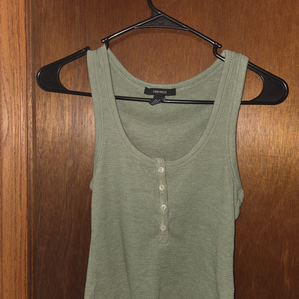 Forever 21 Sage Buttoned Tank Top